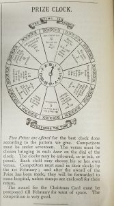 Call for entries for “Prize Clock.” The periodical frequently held this kind of design contest. -- The Church Missionary Juvenile Instructor, Jan. 1884, p.12.