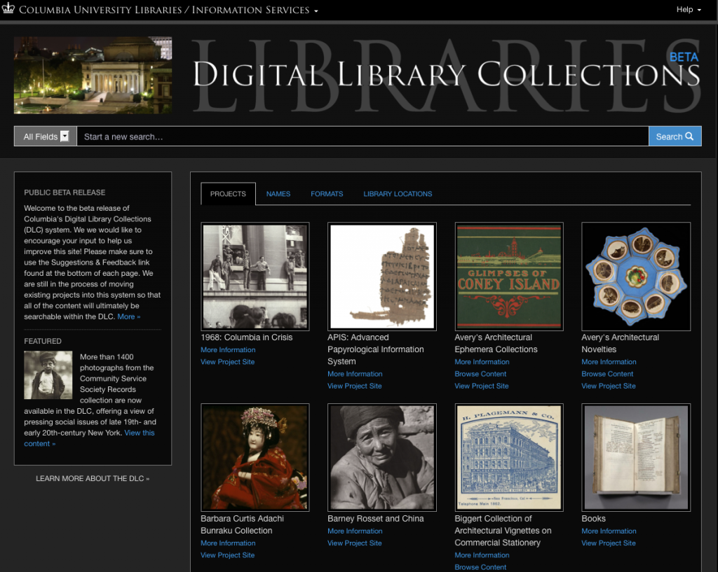 Columbia Digital Library Collections (Beta)