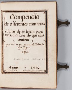 Compendio de diferentes materias... by Isaac de Mattathias Aboab (MS X893 Ab71), title page