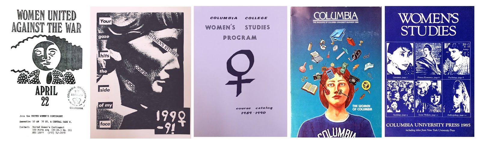 Images found in the Columbia University Archives’ Historical Subject Files: Left to right, Box 260, Folder 6; Box 261, Folder 13; Box 261, Folder 13; Box 260, Folder 8; Box 261, Folder 13.