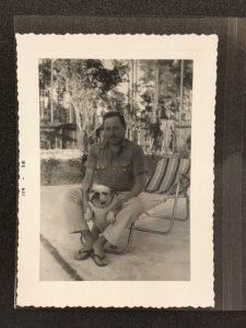 Tennessee Williams and one of his pet bulldogs