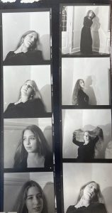 contact sheet of black and white photographs of Lucie Brock Broido